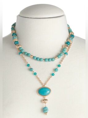 Patricia Nash Teal Bead Modular Necklace